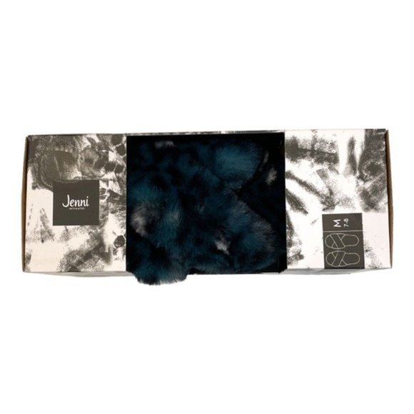 JENNI Women's Crisscross Faux Fur Slide Boxed Slippers Funky Leo NWT - Picture 4 of 5